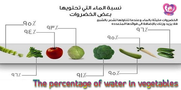 نسبة الماء في الخضروات